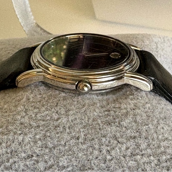 Authentic Movado Swiss Quartz Museum Classic Black Leather Silver Women’s Watch - Picture 5 of 11